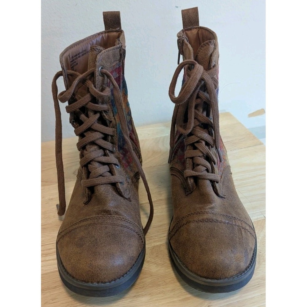 Mossimo Combat Ankle Boots 9.5 Aztec Rainbow Side Zip Festival Boho Southwestern - Picture 6 of 10